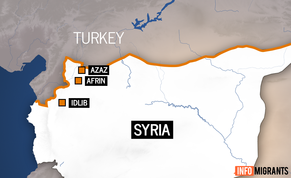 Map of border region between Syria and Turkey | Credit: InfoMigrants
