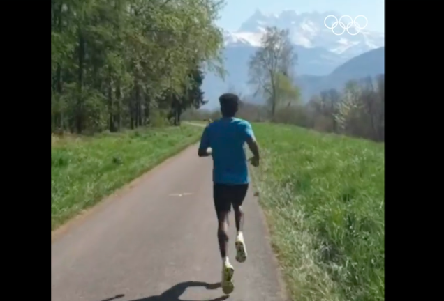 Habtom Amaniel, from Eritrea, training in Lausanne, Switzerland, and heading for Tokyo | Screenshot from Facebook 