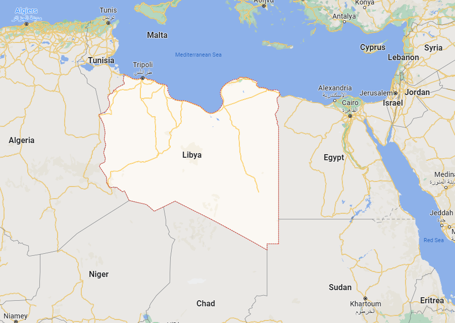 Map of Libya and neighboring countries | Source: Google Maps