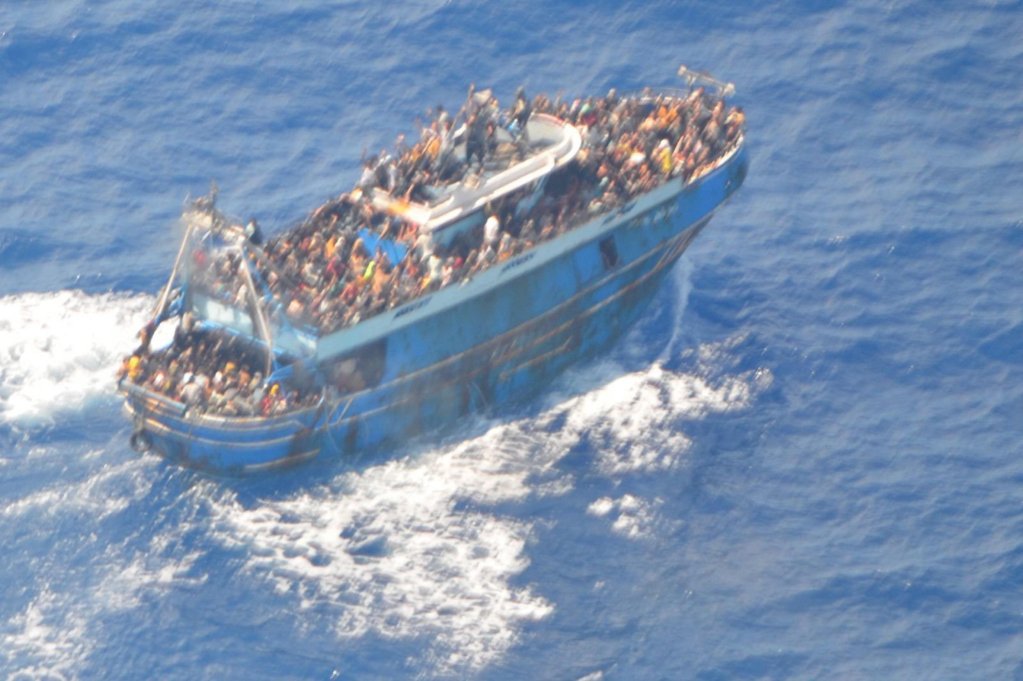 A handout photo made available by the Greek coast guard on 14 June 2023 shows a fishing vessel carrying a large number of migrants sailing in international waters, near western Peloponnese, before it capsized 47 nautical miles southwest of Pylos | Photo: EPA/HELLENIC COAST GUARD