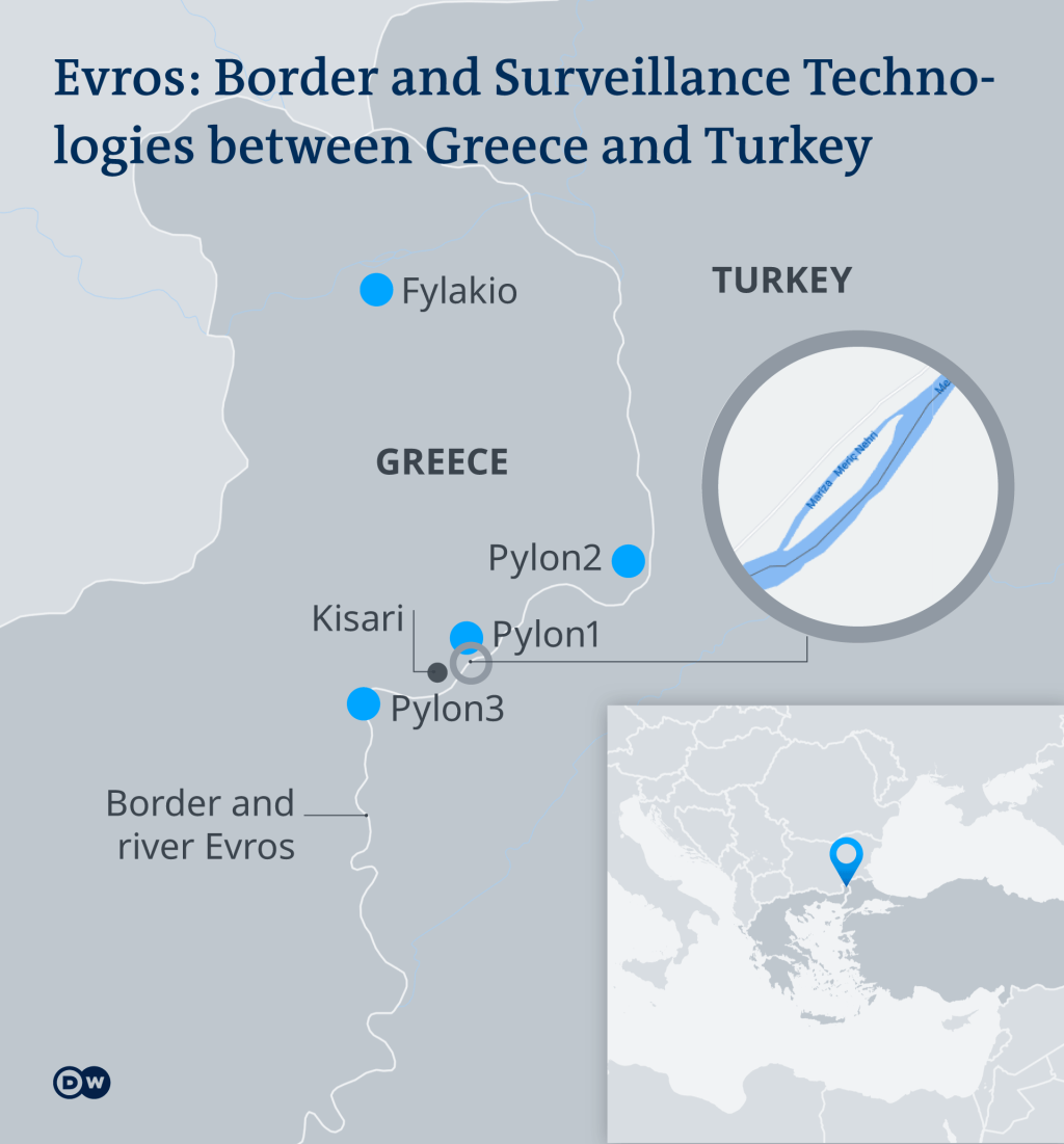Where are border and surveillance technologies being used in the Evros region? | Credit: DW