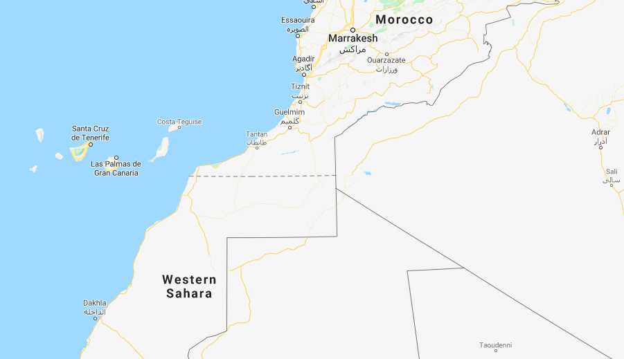 From Dakhla across the North Atlantic to the Canary Islands is a distance of several hundred kilometers | Screenshot from Google Maps
