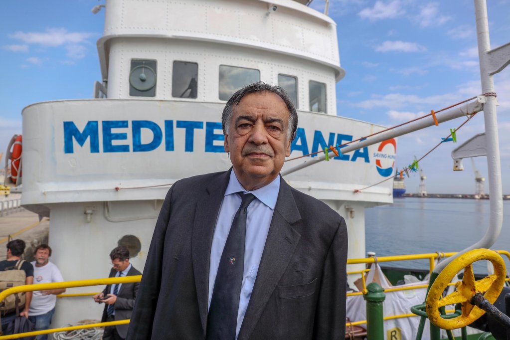 Palermo Mayor Leoluca Orlando during a press conference organized on the ship Mare Jonio of the NGO Mediterranea Saving Humans | Photo: ANSA/IGOR PETYX