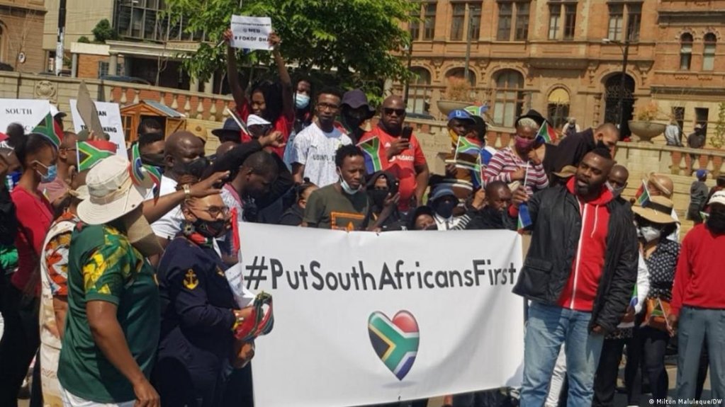 A 2020 anti-migrant protest in South Africa where citizens have violently targeted African migrants for years | Photo: Milton Maluleque/DW