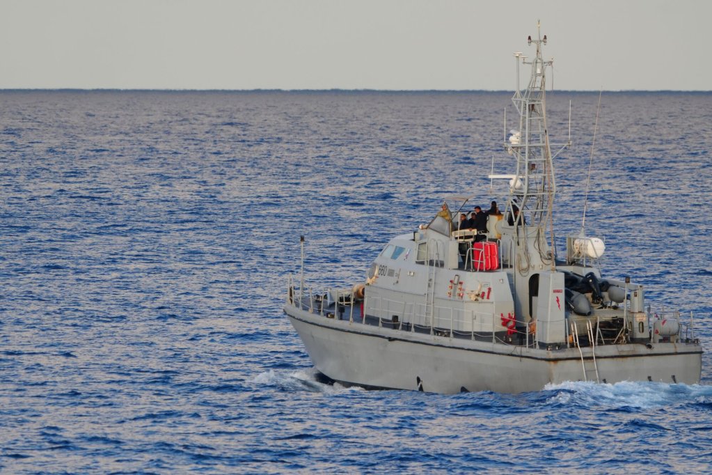 A Libyan coast guard vessel seen from the Ocean Viking rescue ship in the Central Mediterranean on November 26, 2024 | Photo: Morgane Lescot/SOS Méditerranée