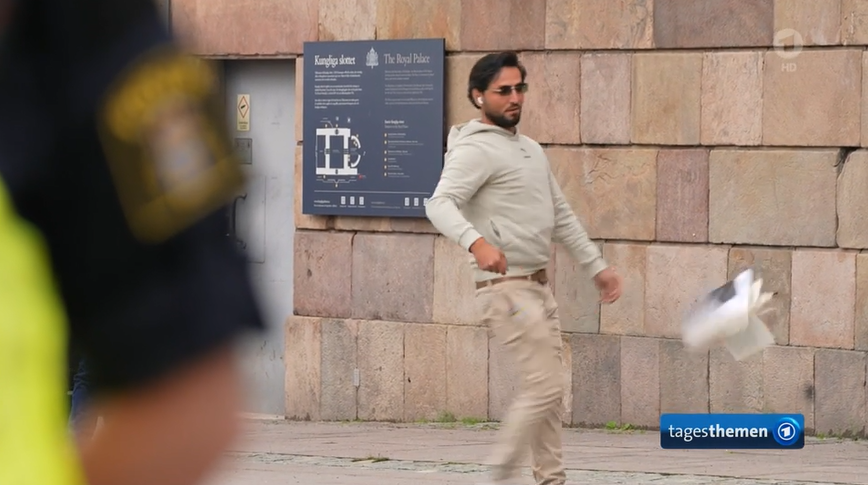 Salwan Momika seen here kicking the Quran during one of his protests in Sweden | Source: German state TV ARD