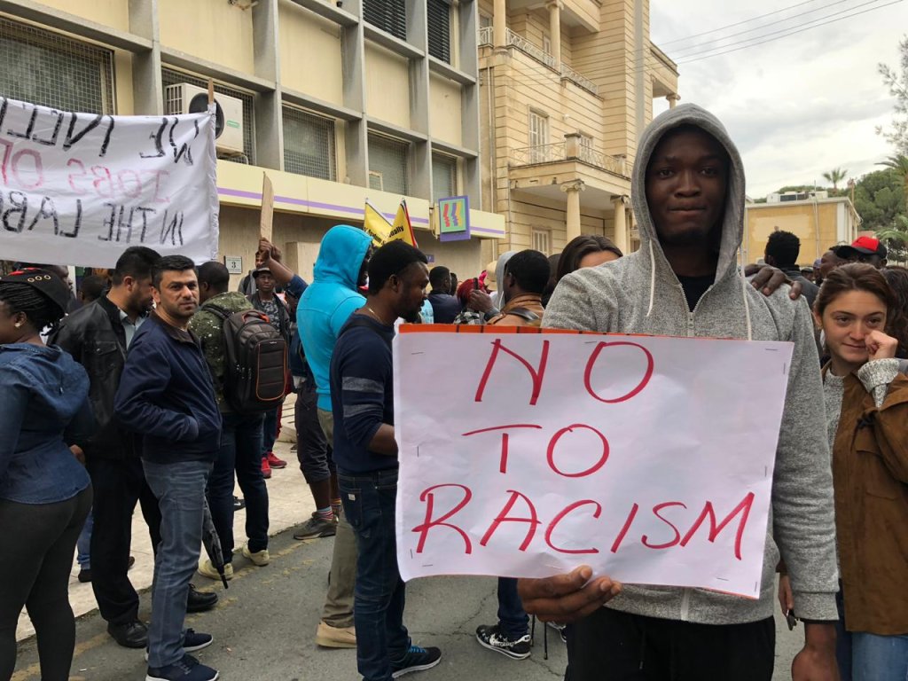At a protest in Cyprus some migrants feel that they are discriminated against | Photo: Caritas Cyprus