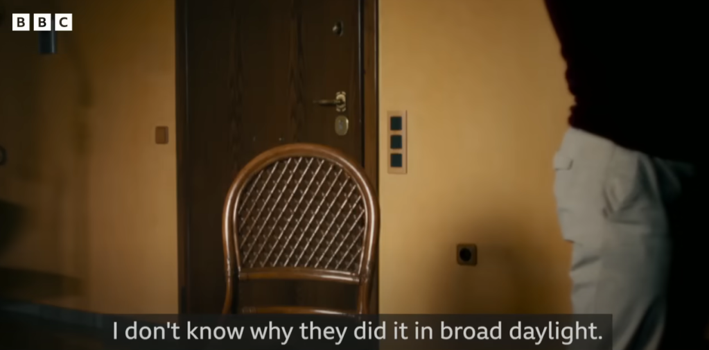 The former head of the Greek coast guard special operations takes a break during filming, when he is overheard saying that the footage appears to be 'obviously illegal' | Source: BBC doumentary Dead Calm