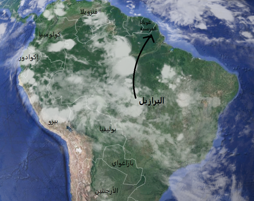 خريطة بين البرازيل وغويانا. الصورة: غويانا