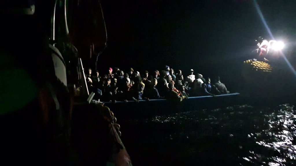 During the night of November 28, Ocean Viking rescued 60 people from an overcrowded and unstable wooden boat off the Libyan coast Source SOS Mediterranee/Twitter