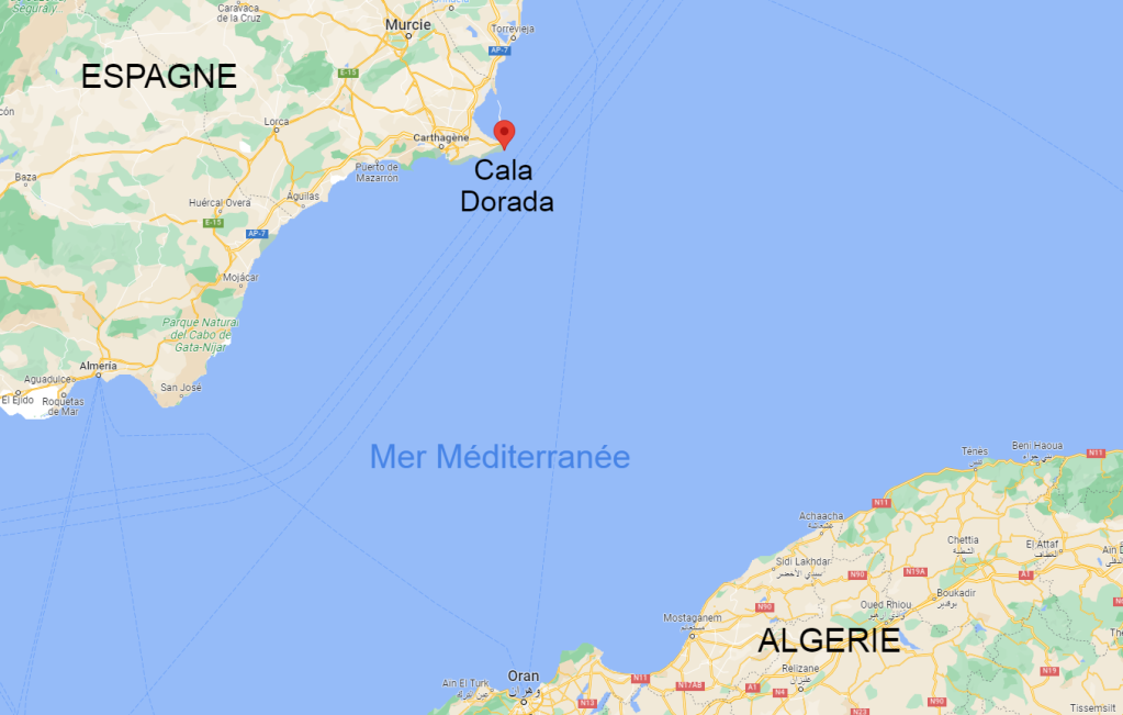 Cala Dorada se situe près de Carthagène, en Andalousie. Crédit : Google Maps