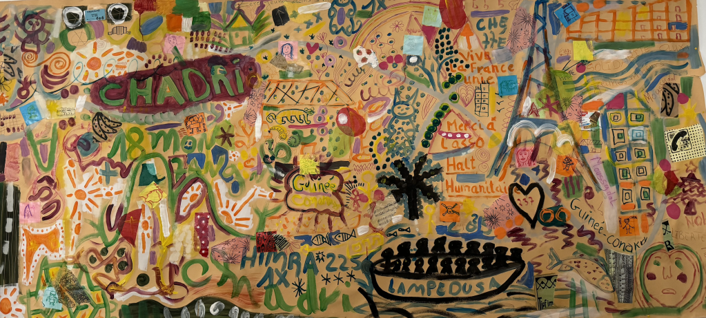 A mural at the Halte Humanitaire drop in center for unacompanied minors in Paris, France. 05 April 2025 | Photo: Ana P. Santos/Infomigrants
