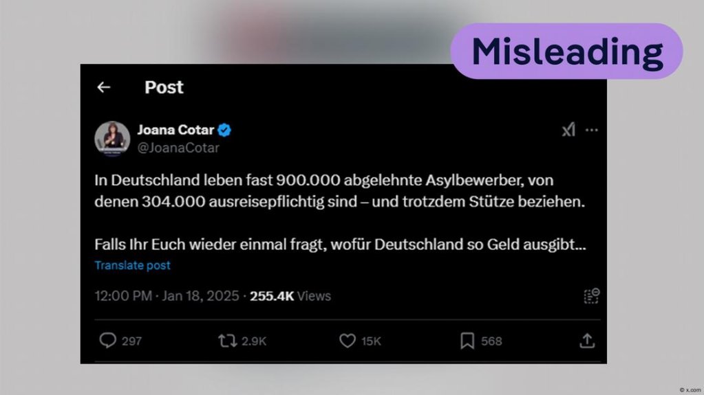 An archived version of Joana Cotar's post on X shows her misleading claim | Source: x.com