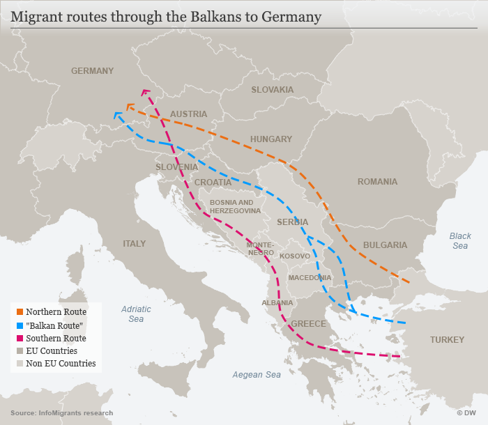 La "route des Balkans" vers l’Allemagne | Source : DW
