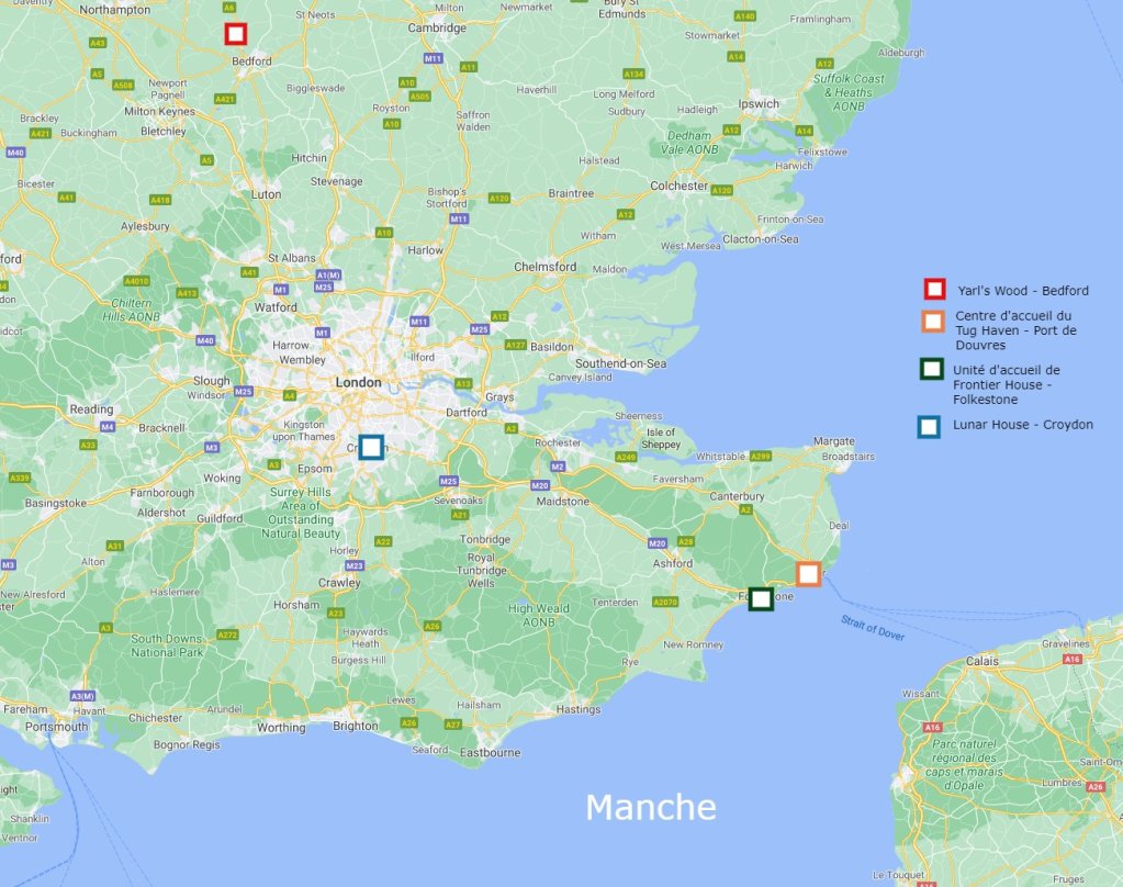 Différents centres pour migrants peuvent accueillir les personnes arrivées au Royaume-Uni par la Manche.