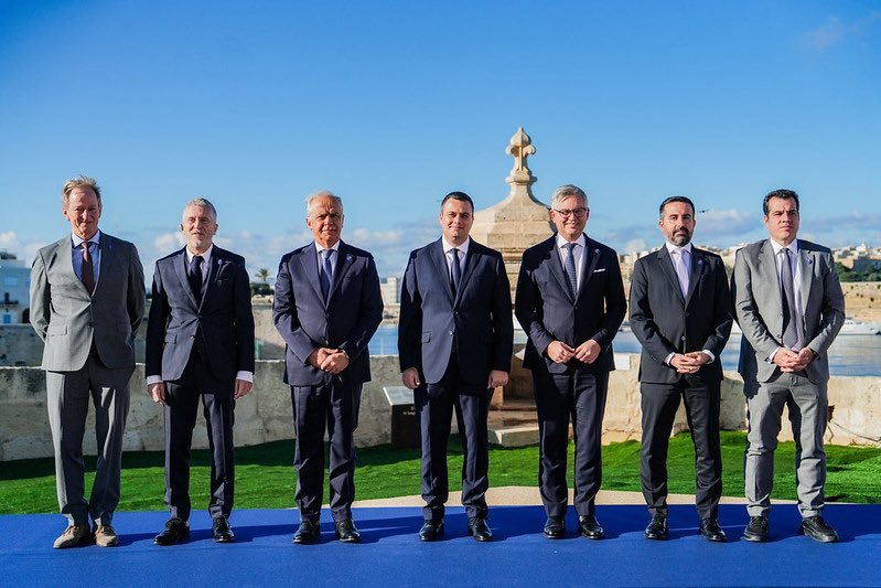 A picture taken at the Med Five meeting in Malta at the end of November, with Byron Camillieri in the center of the lineup | Source: X account for Byron Camilleri @byroncamilleri