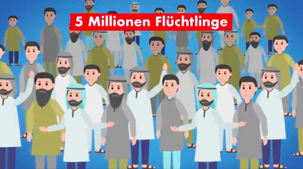 In einem Video warnt die AfD vor einem großen Zustrom arabischer Einwanderer  Quelle: Screenshot der AfD-Veröffentlichung auf Twitter vom 25.08