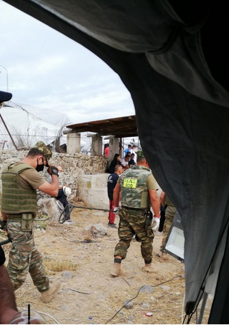 In this photo from Human Rights Watch, Greek military are conducting clearance operations after migrants moved into the camp at Mavrovouni | Source: HRW / Private