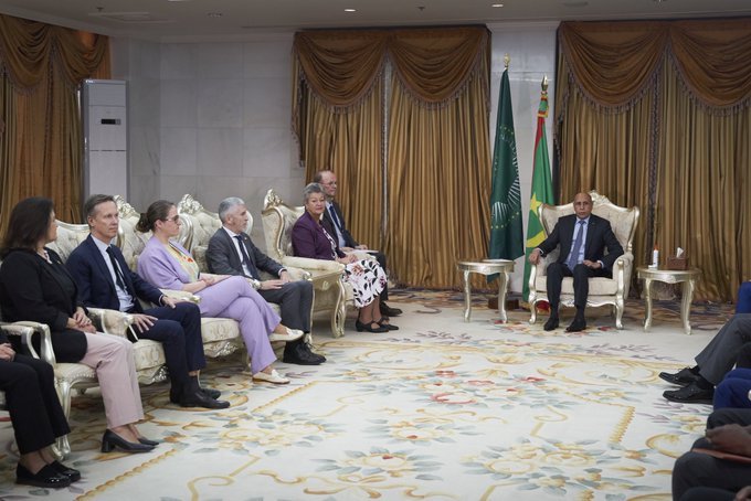 A picture posted by Home Affairs Commissioner Ylva Johansson shows the Team Europe delegation meeting the Mauritanian President on March 7 | Source: X page @YlvaJohansson
