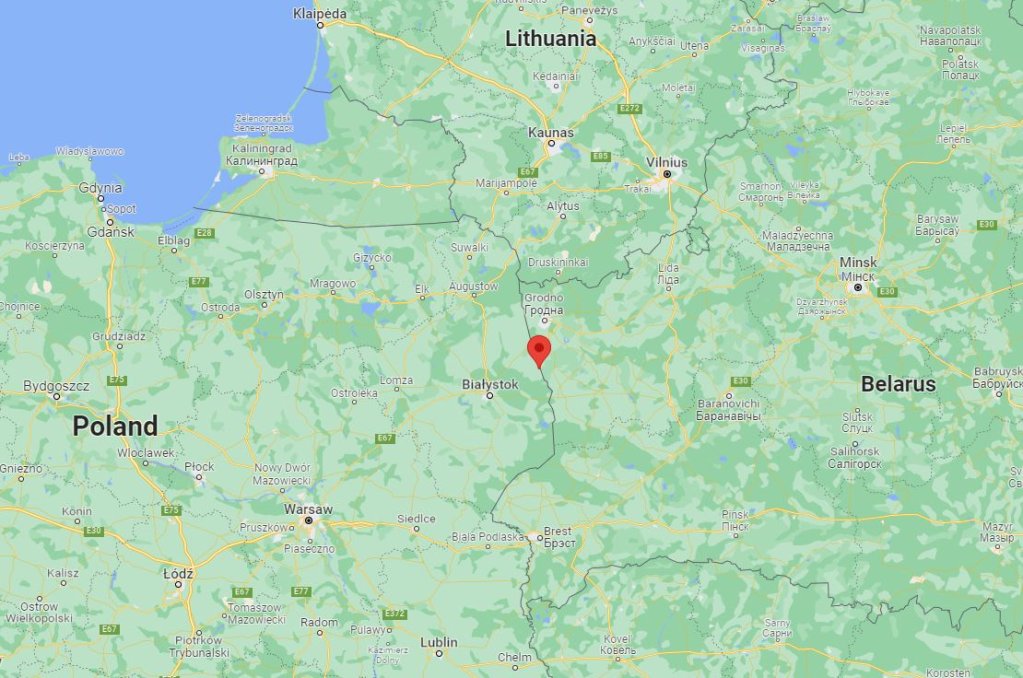 The Polish border village of Usnarz Gorny in northeastern Poland | Source: Google Maps