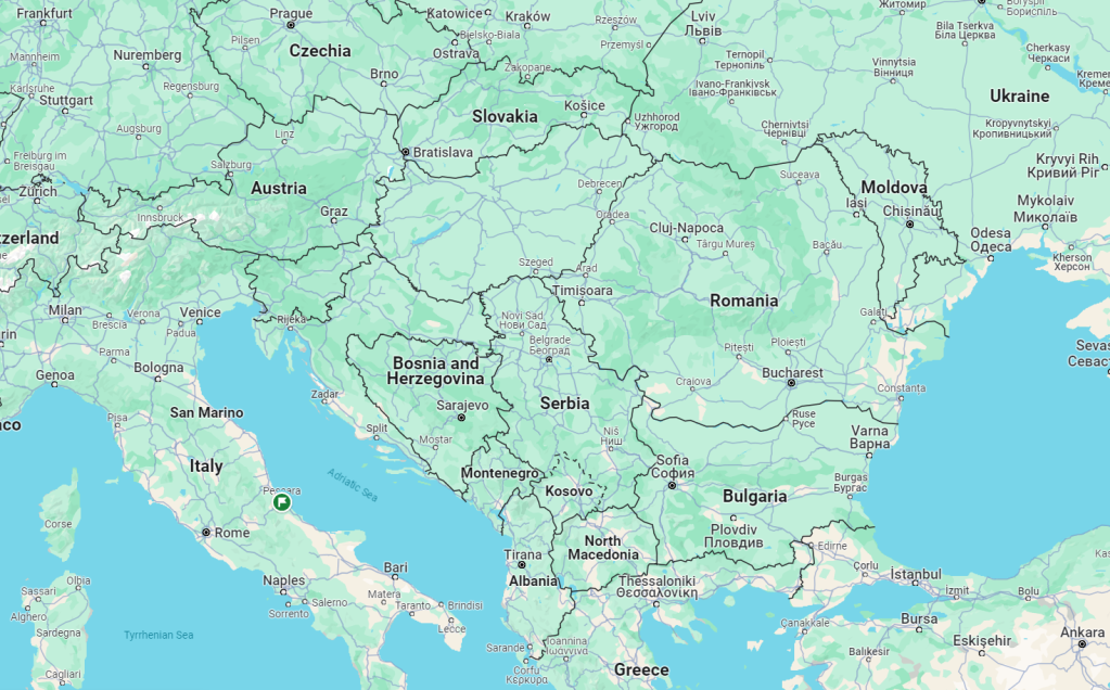 Map of Serbia and surrounding countries | Credit: Google Maps