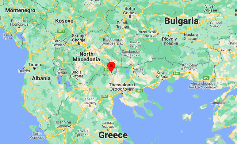 The red pin shows where the Indian migrants were reportedly arrested by North Macedonian police | Source: Google Maps