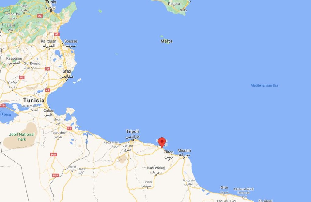 The Libyan coastal city of Khoms is situated around 100 kilometers east of the capital Tripoli | Source: Google Maps