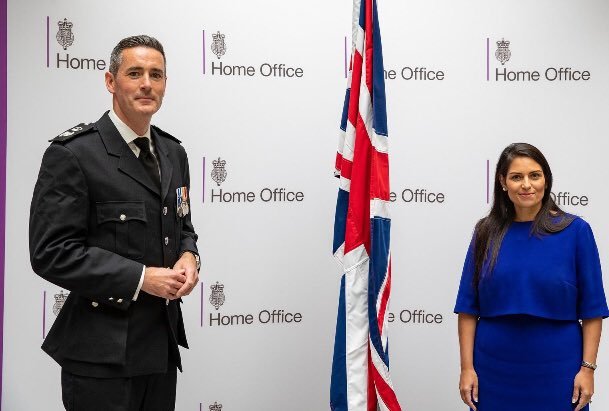 Former Home Secretary Priti Patel appointed Dan O'Mahoney as Clandestine Channel Threat Commander to tackle small boat crossings in August 2020 | Photo: UK Government Home Office 
