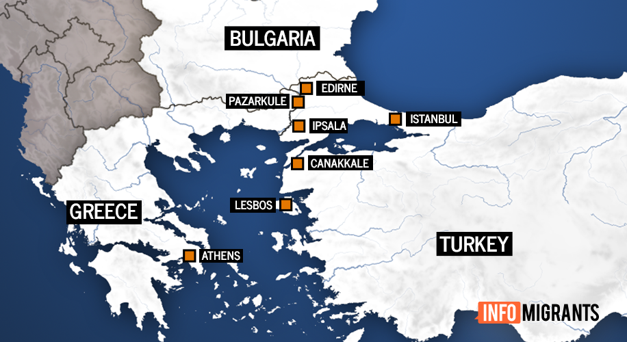 Map of Greece, Bulgaria, Turkey | Source: InfoMigrants