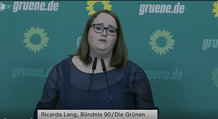 Green party chief Ricarda Lang announces the evacuation program in October 2022 | Source: Screenshot from ZDF report April 11, 2023