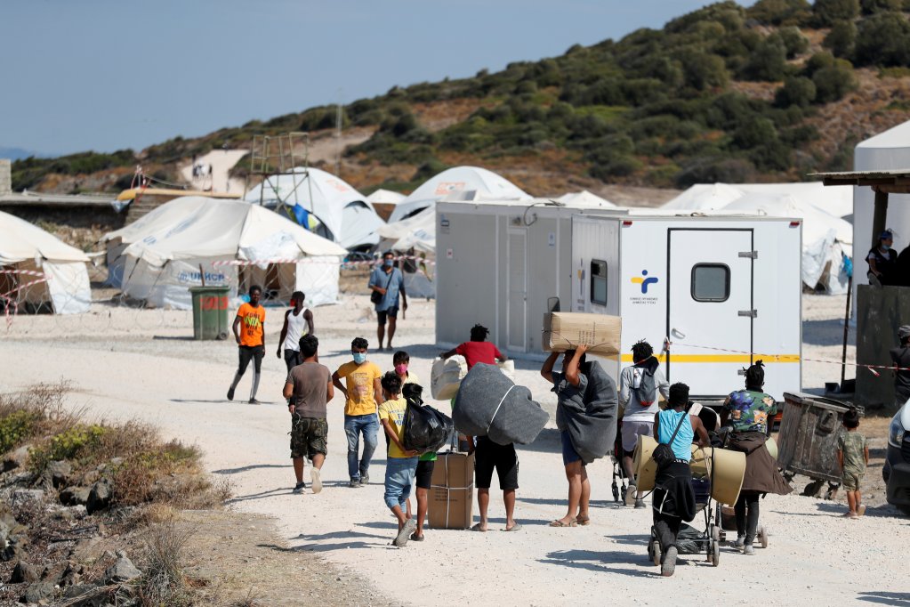 Un camp provisoire a été érigé à proximité de Mytilène sur l'île de Lesbos, en remplacement de Moria. Crédit : Reuters