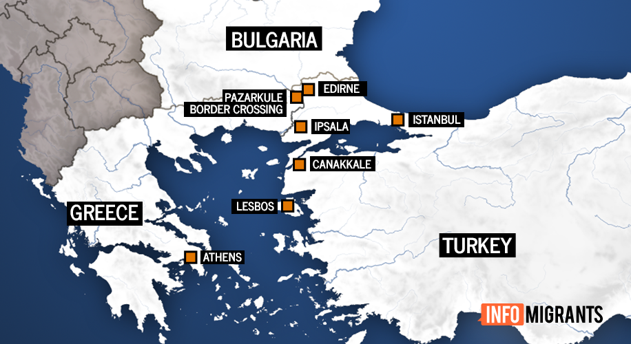 Map of Turkey-Greece-Bulgaria border region | Credit: InfoMigrants