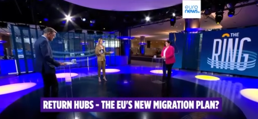 Two MEPs with different viewpoints on return hubs argue their cases on Euronews's discussion program The Ring | Source: Screenshot Euronews The Ring www.euronews.com