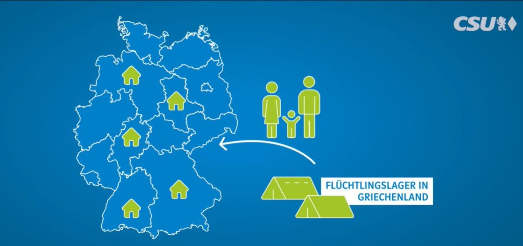 Screenshot of satirical video about Germany taking in refugees from the Greek Islands | Credit: Creative Sisters United