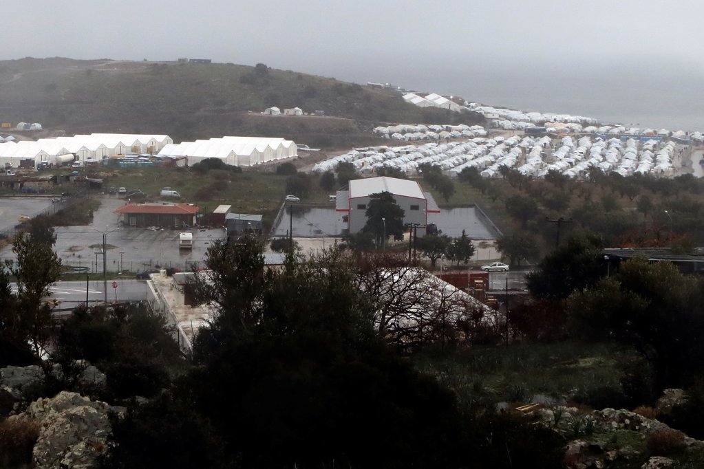 Le camp de migrants de Karatepe, sur l'île de Lesbos, en Grèce, le 28 janvier 2021. Crédit : Reuters