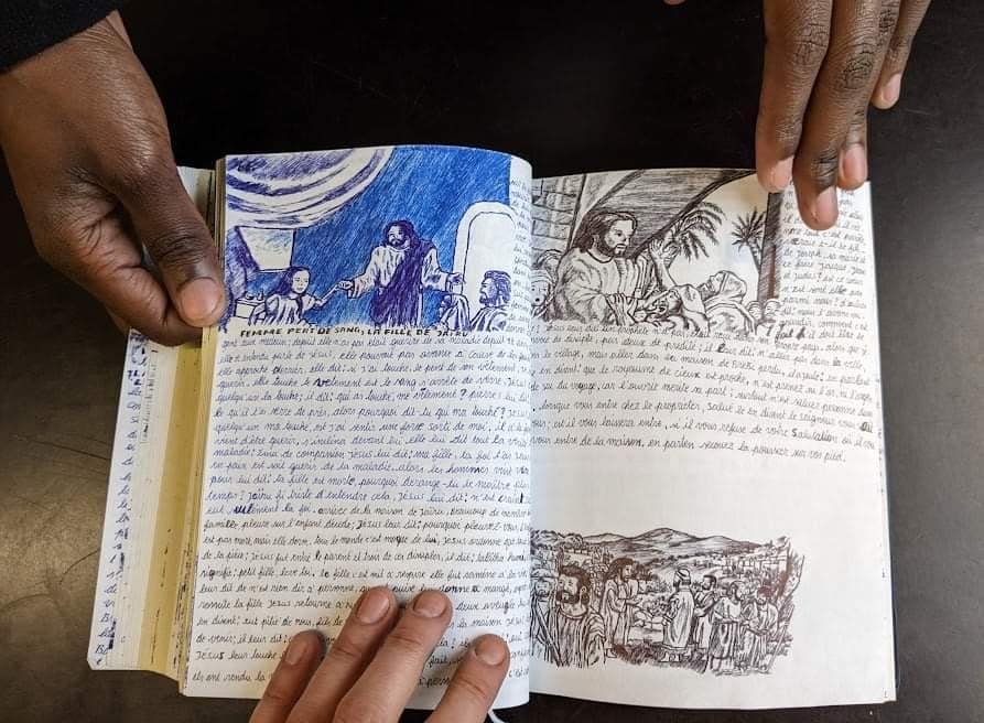 Bible drawing by Luis, one of the artists detained in the Kybartai camp in Lithuania | Photo: Gabriela Ramírez 