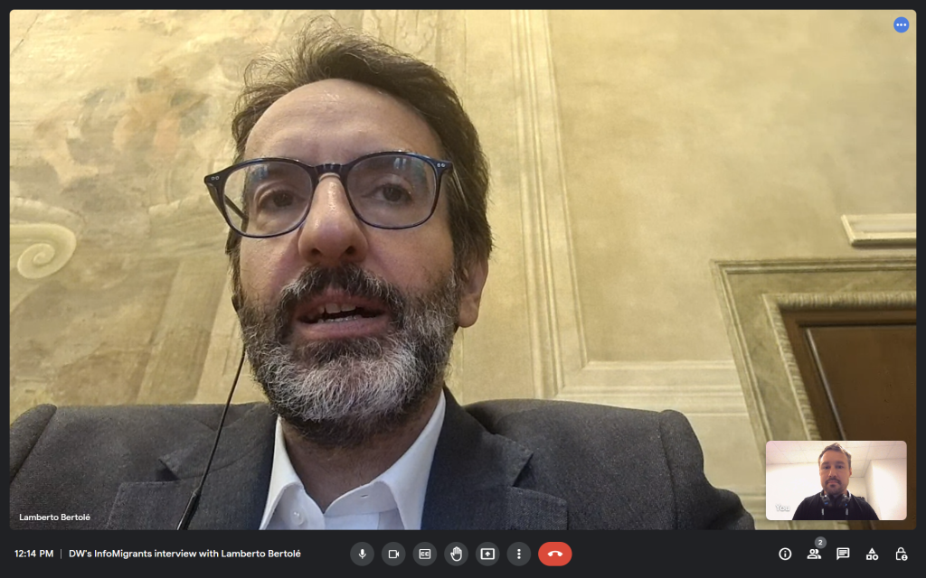 Lamberto Nicola Giorgio Bertolé, Milan's deputy mayor for welfare and health, during a video interview on September 29, 2022 | Photo: Benjamin Bathke/InfoMigrants