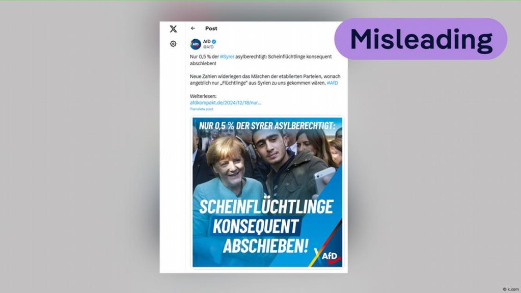 A post by the AfD suggests that the majority of Syrian refugees living in Germany should be deported | Source: x.com