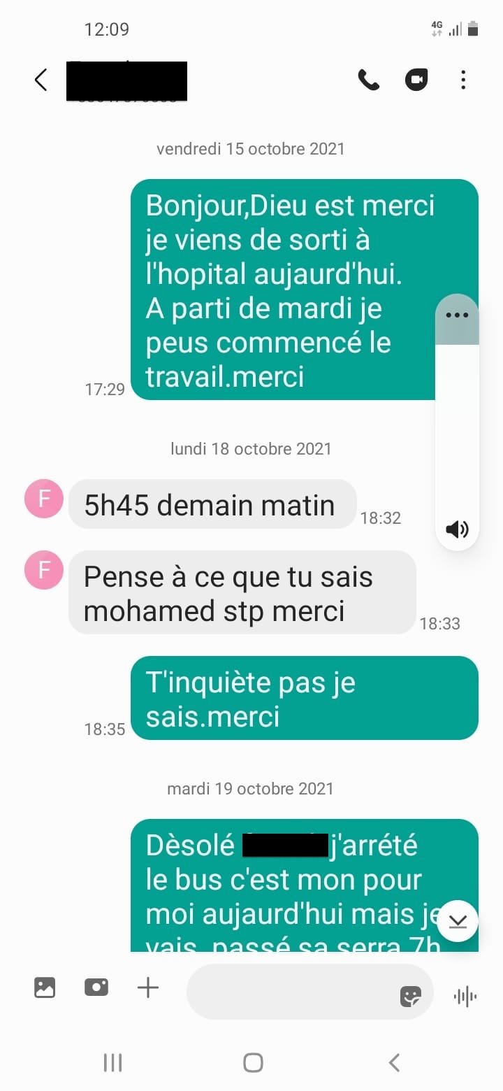 Le message que Malle a reçu de son chef de dépôt. Crédit : DR