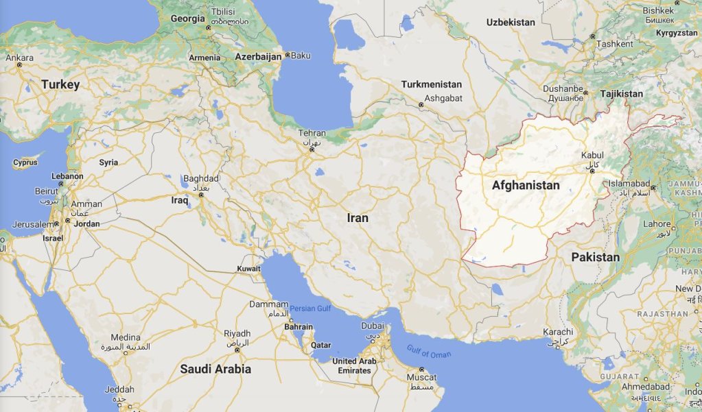 Afganistan and neighboring countries | Source: Google Maps