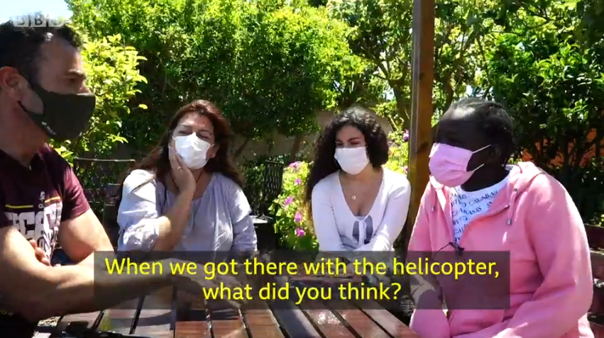Aicha meets Corporal Serrano, his wife Lidia and daughters on Tenerife | Source: BBC Video