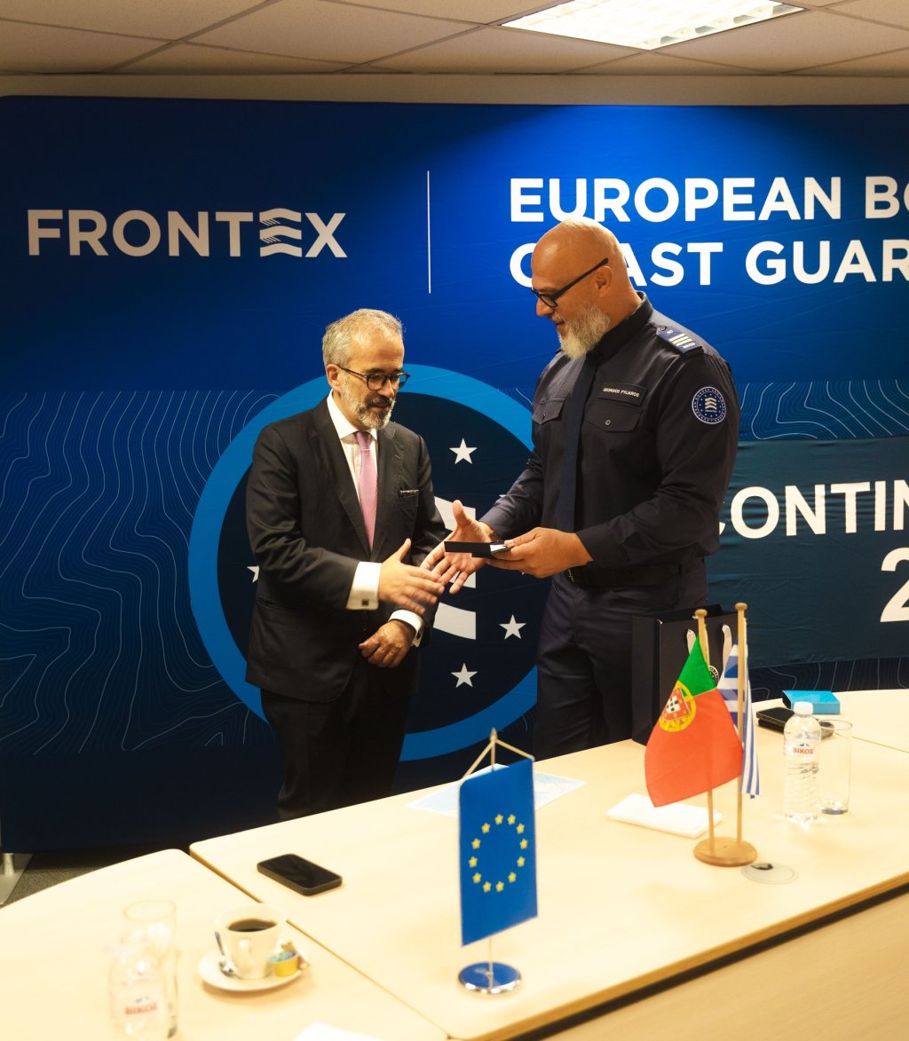 Portuguese Foreign Minister Paulo Rangel visits the Frontex headquarters in Athens in November 2025 | Photo: Frontex press office / Facebook post