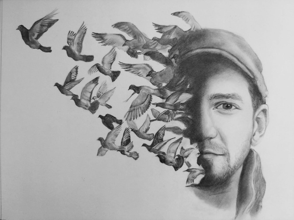 Pencil drawing by Daniel who is currently detained in the Kybartai camp in Lithuania | Photo: Gabriela Ramírez 