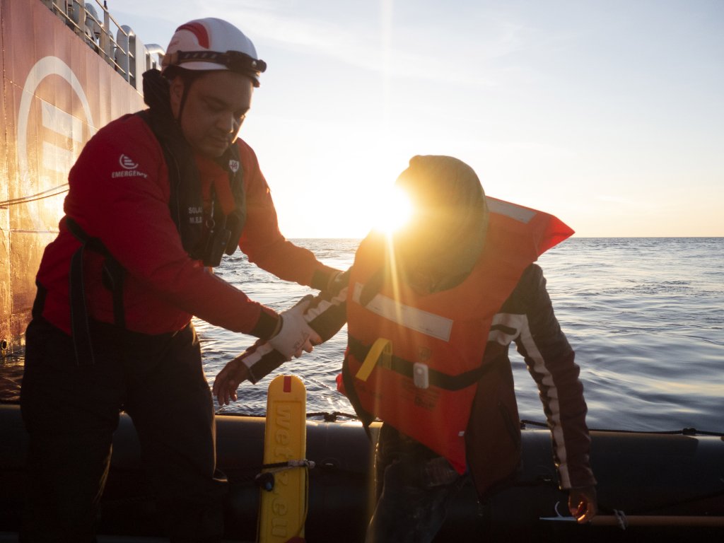 35 migrants were rescued on April 29 in the Central Mediterranean by Life Support, the rescue ship run by NGO EMERGENCY. They had set out from eastern Libya and had been adrift for four days | Photo: Giorgio Dirindin/EMERGENCY NGO