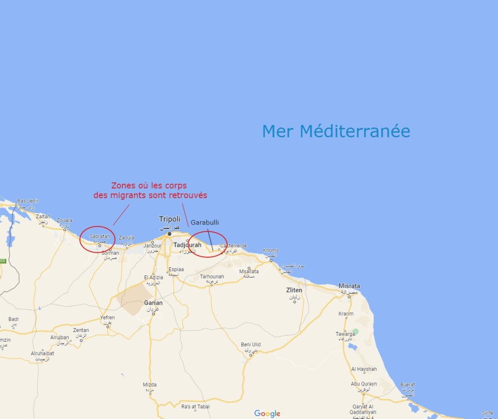 Garabulli se trouve à 30 km à l'est de Tripoli. Crédit : Google maps