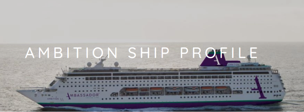 A picture of the MS Ambition taken from its profile page on Ambassador cruises. The ship housed Ukrainian refugees in Glasgow until the end of March, 2023 | Source: www.ambassadorcruiseline.com