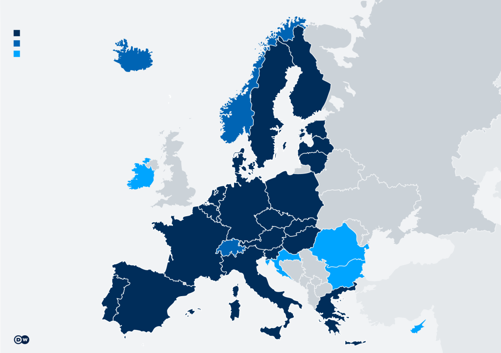 Countries in the Schengen area | Credit: DW